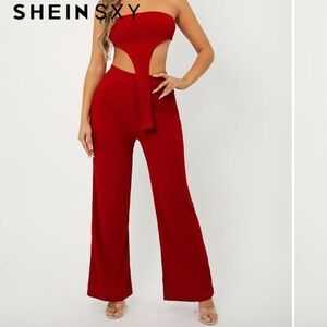 SHEIN Red Wide Leg 2 piece suit